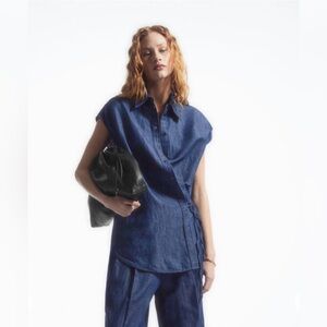 COS Denim Wrap Sleeveless Top